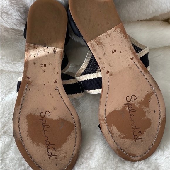Splendid Black and Tan Sandals with Modern Asymmetry - Picture 10 of 11